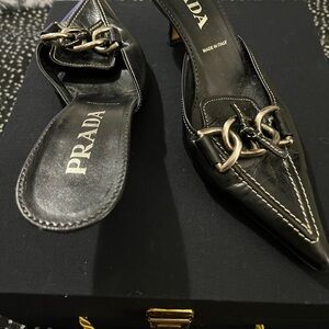 Prada Black Leather Heels